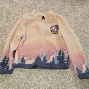 Disney Kids Sherpa Half-Zip Pullover in Cream, Pink & Navy